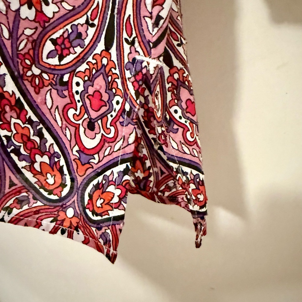 Charter Club White Blouse with Red and Purple Paisley Border - Picture 6 of 7
